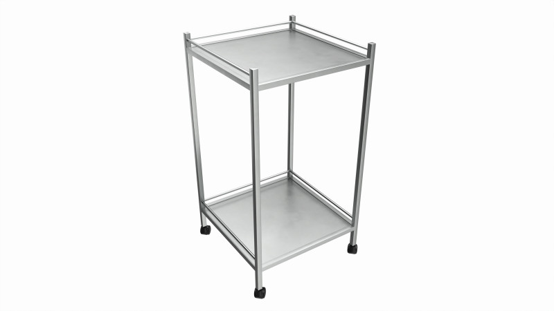 Stainless Steel 2 Shelf Medical Instrument Trolley Modèle 3D .c4d .max .obj .3ds .fbx .stl .blend 