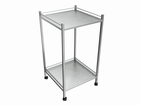 Stainless Steel 2 Shelf Medical Instrument Trolley Modello 3D