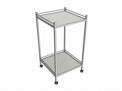 Stainless Steel 2 Shelf Medical Instrument Trolley Modèle 3D