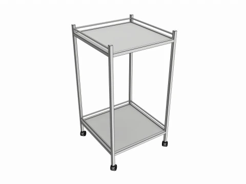 W&oacute;zek na instrumenty medyczne ze stali nierdzewnej z 2 p&oacute;łkami Model 3D