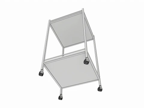 W&oacute;zek na instrumenty medyczne ze stali nierdzewnej z 2 p&oacute;łkami Model 3D