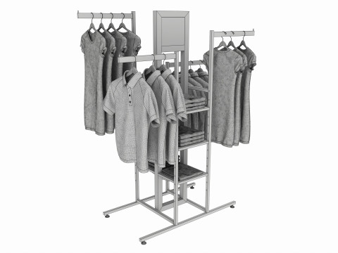 Store 4-way Square Tube Clothing Rack 3D Модель