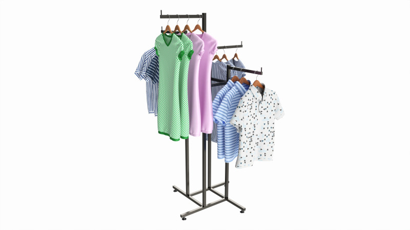 Store Adjustable 4-way Square Tube Clothing Rack Modello 3D .c4d .max .obj .3ds .fbx .stl .blend 