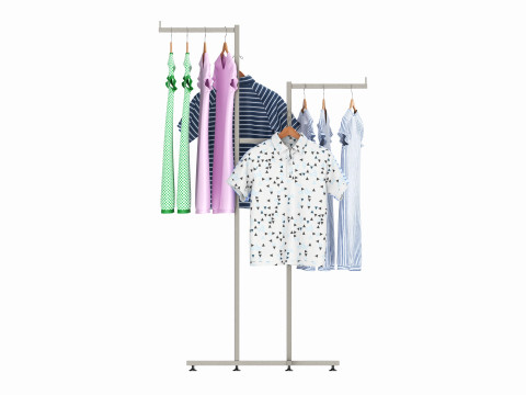 Store Adjustable 4-way Square Tube Clothing Rack Modello 3D