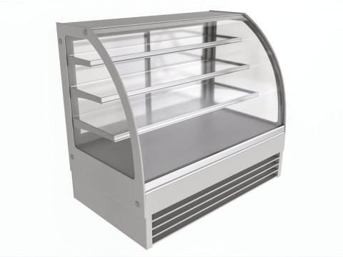 Store cake display shelf with curved glass and cooling Modelo 3D