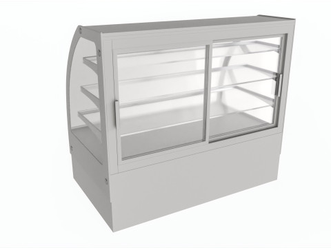 Store cake display shelf with curved glass and cooling 3D 모델