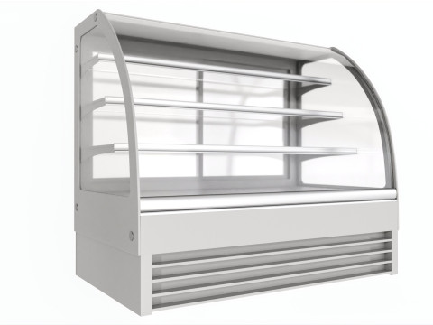 Store cake display shelf with curved glass and cooling 3D 모델