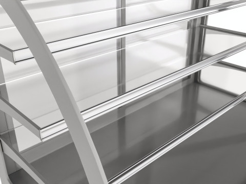 Store cake display shelf with curved glass and cooling 3D 모델