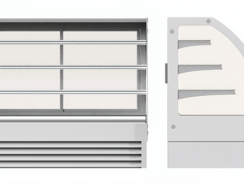 Store cake display shelf with curved glass and cooling 3D 모델