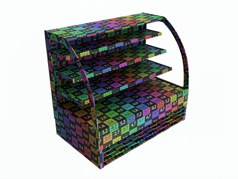 Store cake display shelf with curved glass and cooling 3D 모델