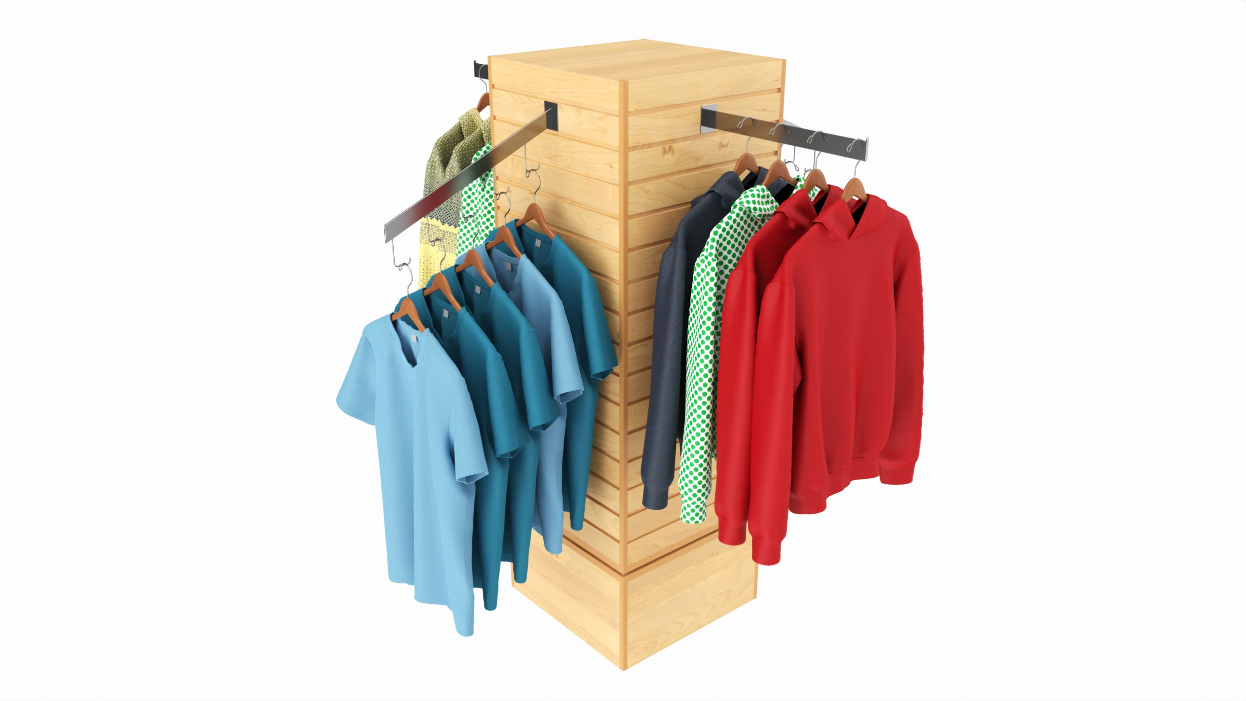 Store Clothing Rotating Slatwall Cube Merchandiser 3D Model .c4d .max .obj .3ds .fbx .stl .blend 