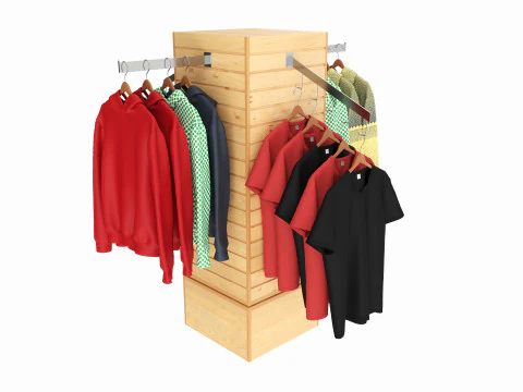 Store Clothing Rotating Slatwall Cube Merchandiser 3D Model