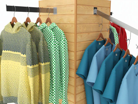 Store Clothing Rotating Slatwall Cube Merchandiser 3D Model