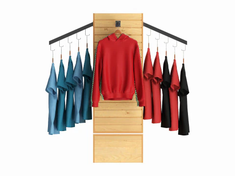 Store Clothing Rotating Slatwall Cube Merchandiser 3D Model