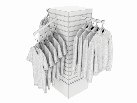 Store Clothing Rotating Slatwall Cube Merchandiser 3D Модель