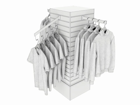 Store Clothing Rotating Slatwall Cube Merchandiser 3D Model