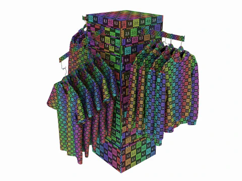 Store Clothing Rotating Slatwall Cube Merchandiser 3D Model
