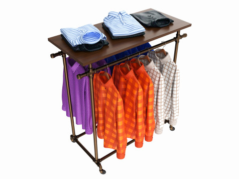 Store display clothing double bar rack system 3D-Modell