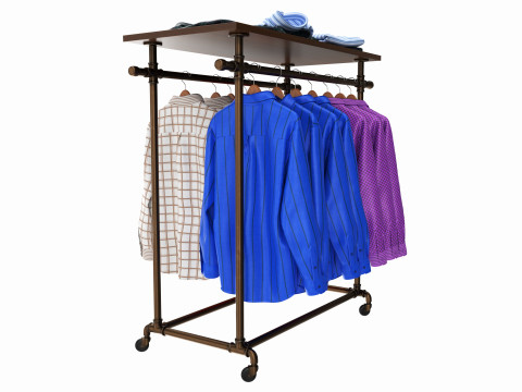 Store display clothing double bar rack system 3D-Modell