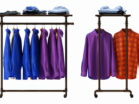 Store display clothing double bar rack system 3D-Modell