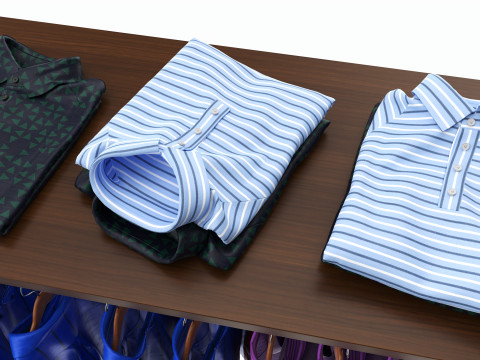 Store display clothing double bar rack system 3D-Modell