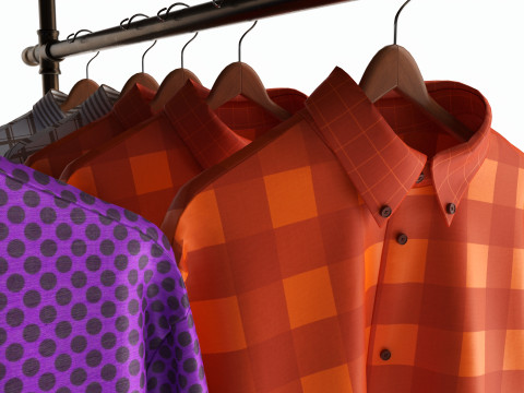 Store display clothing double bar rack system 3D-Modell