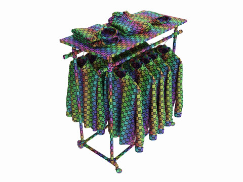Store display clothing double bar rack system 3D-Modell