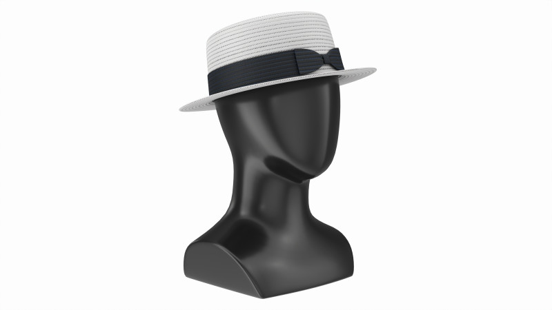 Store display mannequin head with Boater hat 3D Model .c4d .max .obj .3ds .fbx .stl .blend 