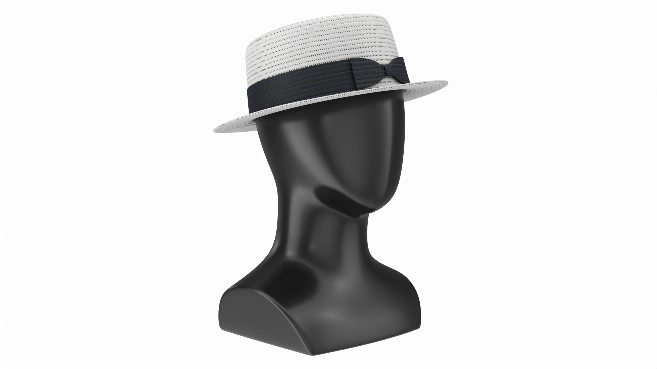 Store display mannequin head with Boater hat 3D Model .c4d .max .obj .3ds .fbx .stl .blend 