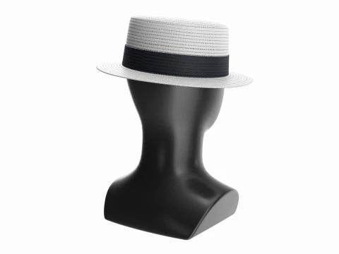 Store display mannequin head with Boater hat 3D Model