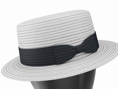 Store display mannequin head with Boater hat 3D Model