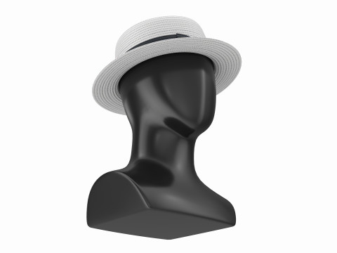 Store display mannequin head with Boater hat 3D Model