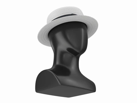 Store display mannequin head with Boater hat 3D Model