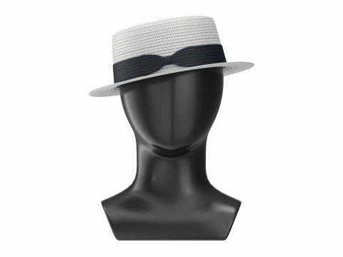 Store display mannequin head with Boater hat 3D Model