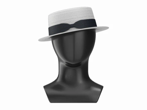 Store display mannequin head with Boater hat 3D Model