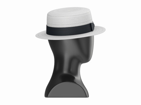 Store display mannequin head with Boater hat 3D Model