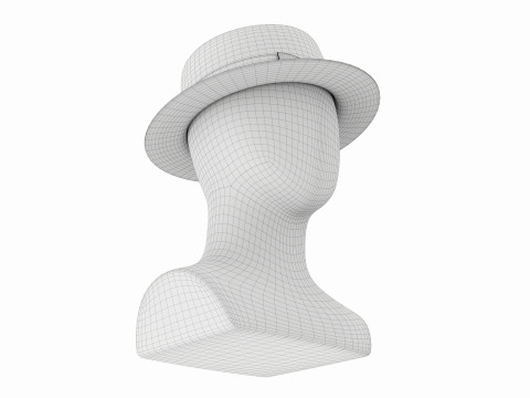Store display mannequin head with Boater hat 3D Model