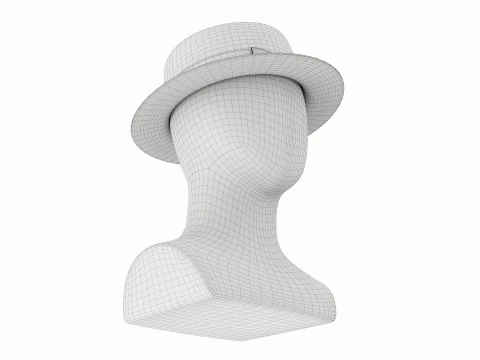 Store display mannequin head with Boater hat 3D Model