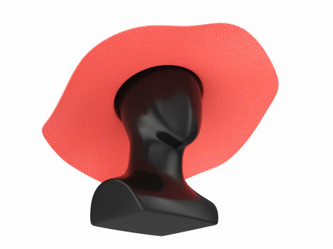 Store display mannequin head with Floppy hat 3D Model