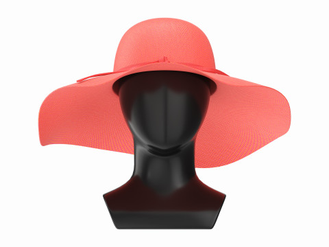 Store display mannequin head with Floppy hat Model 3D