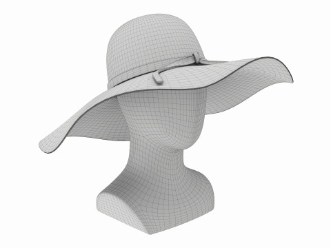 Store display mannequin head with Floppy hat Model 3D