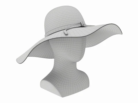 Store display mannequin head with Floppy hat 3D Model