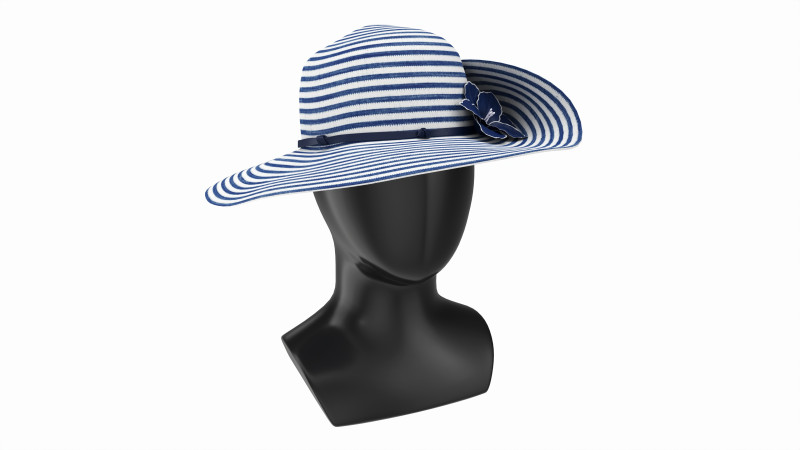 Store display mannequin head with Floppy hat and flower 3D 模型 .c4d .max .obj .3ds .fbx .stl .blend 