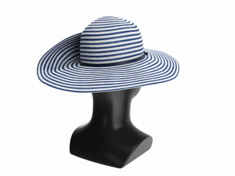 Store display mannequin head with Floppy hat and flower 3D Model