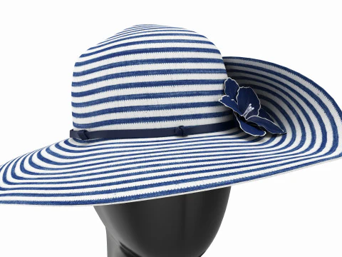 Store display mannequin head with Floppy hat and flower 3D Model