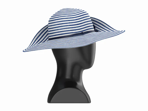 Store display mannequin head with Floppy hat and flower 3D Model
