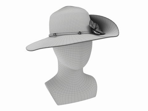 Store display mannequin head with Floppy hat and flower 3D 模型