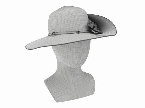 Store display mannequin head with Floppy hat and flower 3D Model