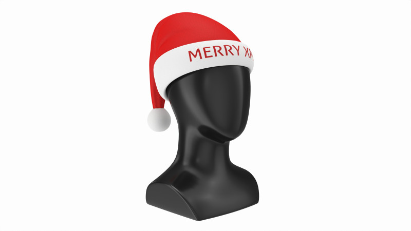 Store display mannequin head with Santa hat 3D 模型 .c4d .max .obj .3ds .fbx .stl .blend 