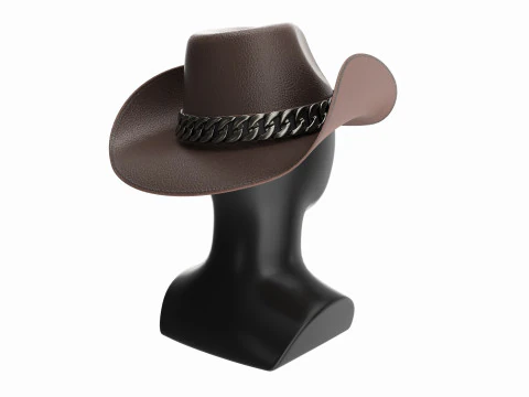Cabe&ccedil;a de manequim de exibi&ccedil;&atilde;o de loja com chap&eacute;u de cowboy feminino Modelo 3D